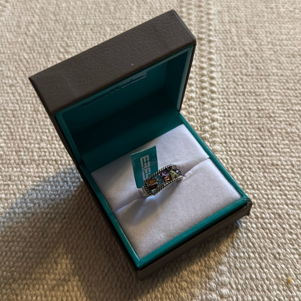 Effy Multicolor Gemstone Silver Ring Sz 7 - image 2